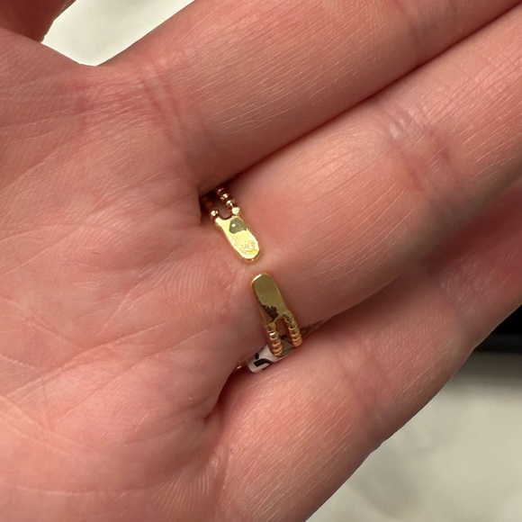 EYECANDY Los Angeles Flower With Faux Pearl Brass CZ Adjustable Ring - Picture 10 of 13